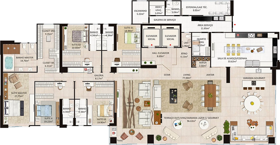 Planta personalizada do Kingdom Park Residence