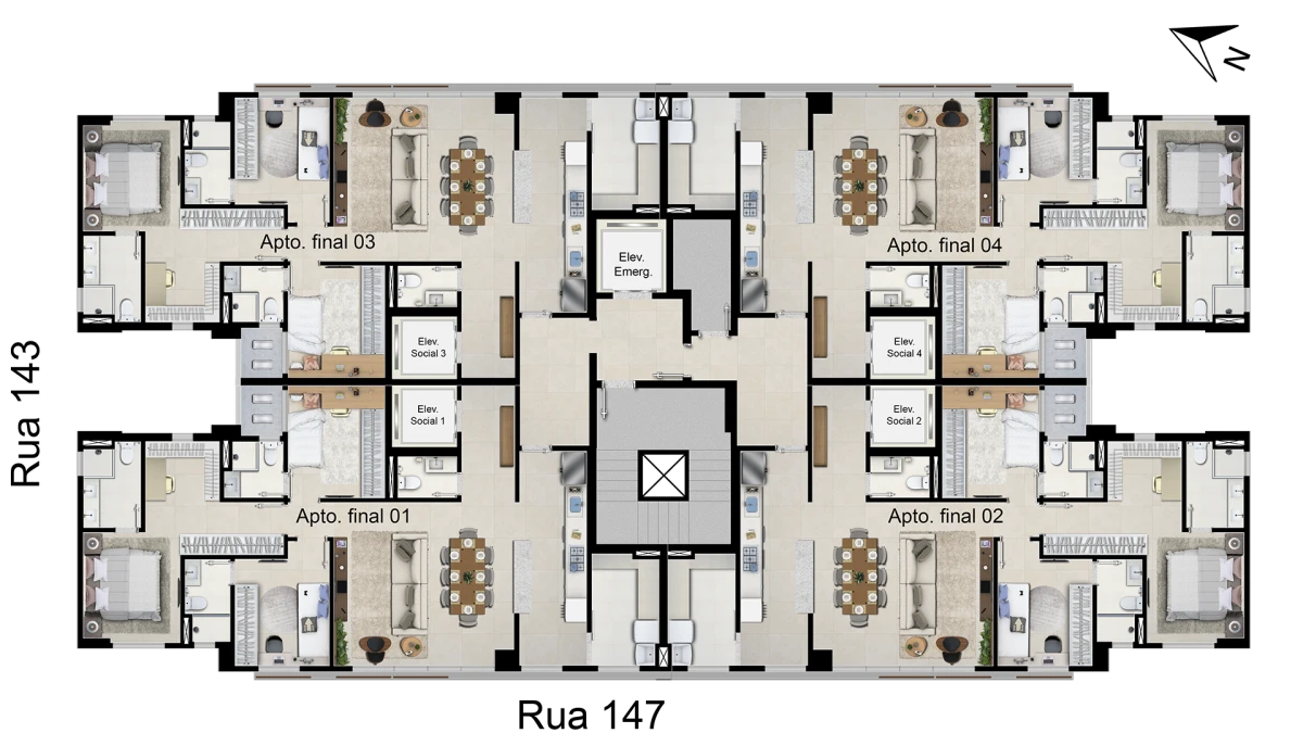 Planta da implantação dos apartamentos do On Marista da Sim Incorporadora