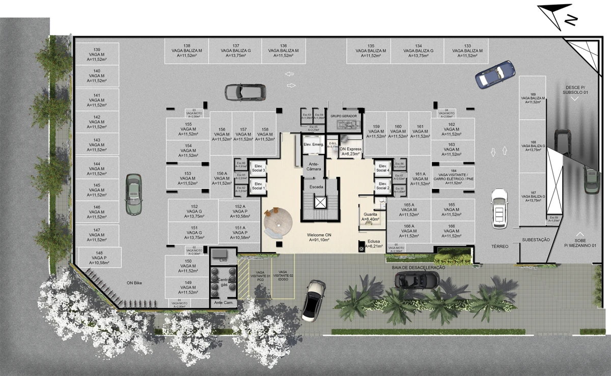 Planta do térreo do On Marista da Sim Incorporadora