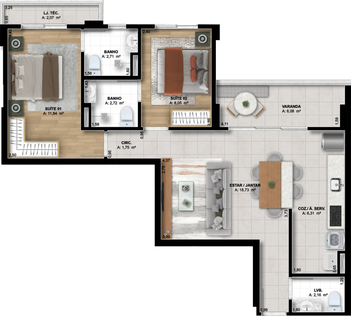 Planta final 07 do empreendimento 140 Wellness Marista, da Sim Incorporadora em Goiânia