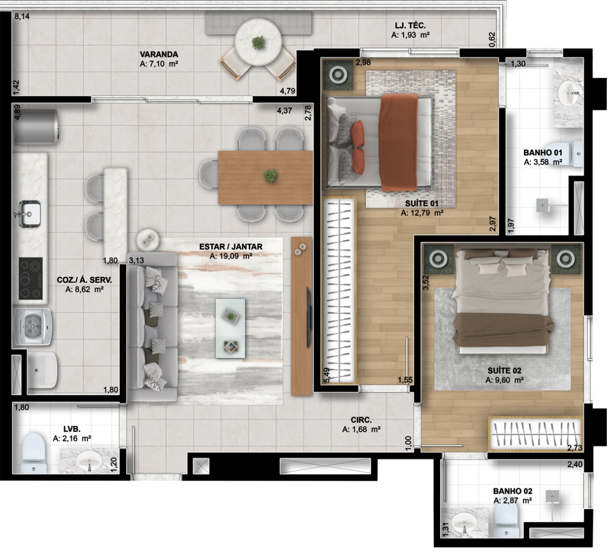 Planta final 08 do empreendimento 140 Wellness Marista, da Sim Incorporadora em Goiânia