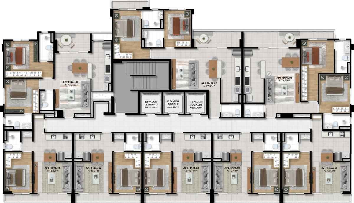 Implantação apartamentos 140 Wellness Marista em Goiânia