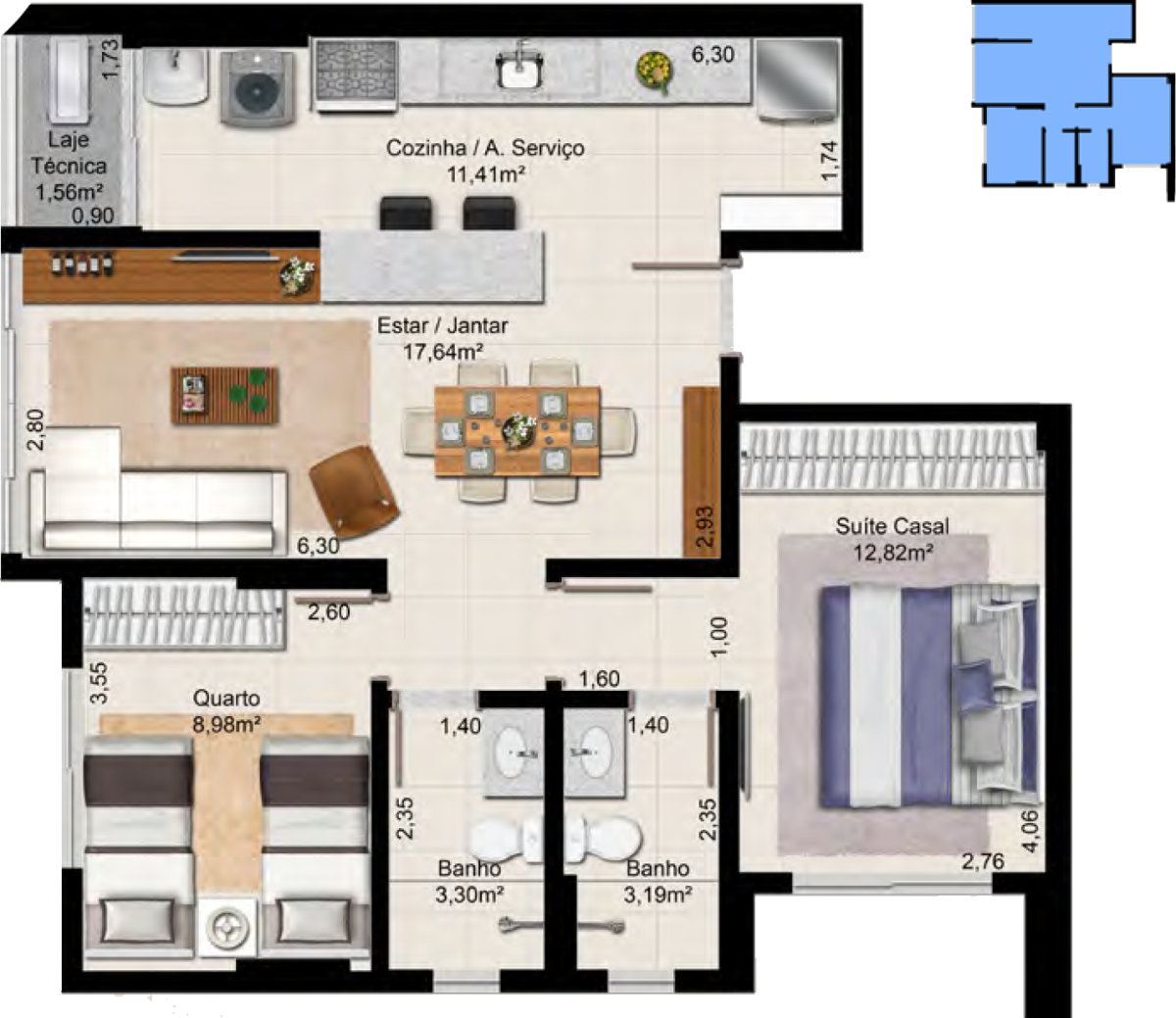 Planta finais 05 e 06 do empreendimento Best Bueno, da Sim Inc em Goiânia.