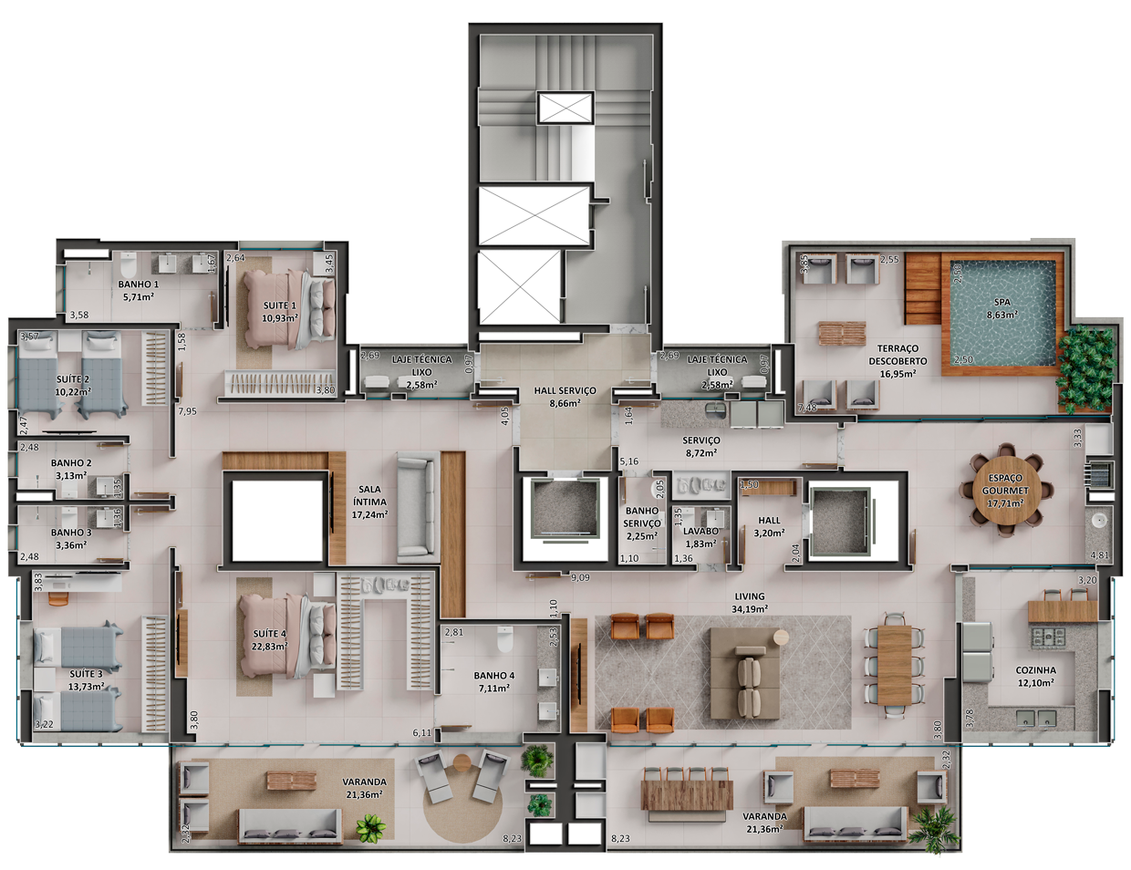 Planta pent house do Diamond Park em Sorriso/MT da Sim Incorporadora