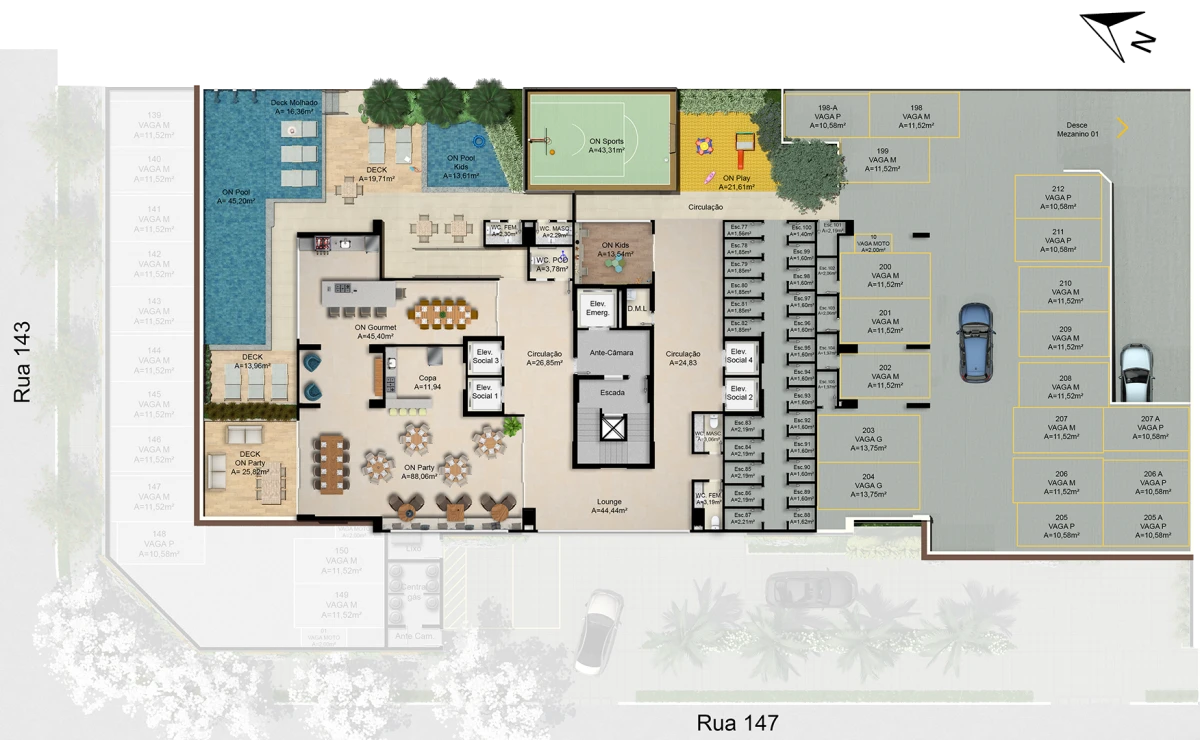 Planta mezanino 2 do On Marista da Sim Incorporadora