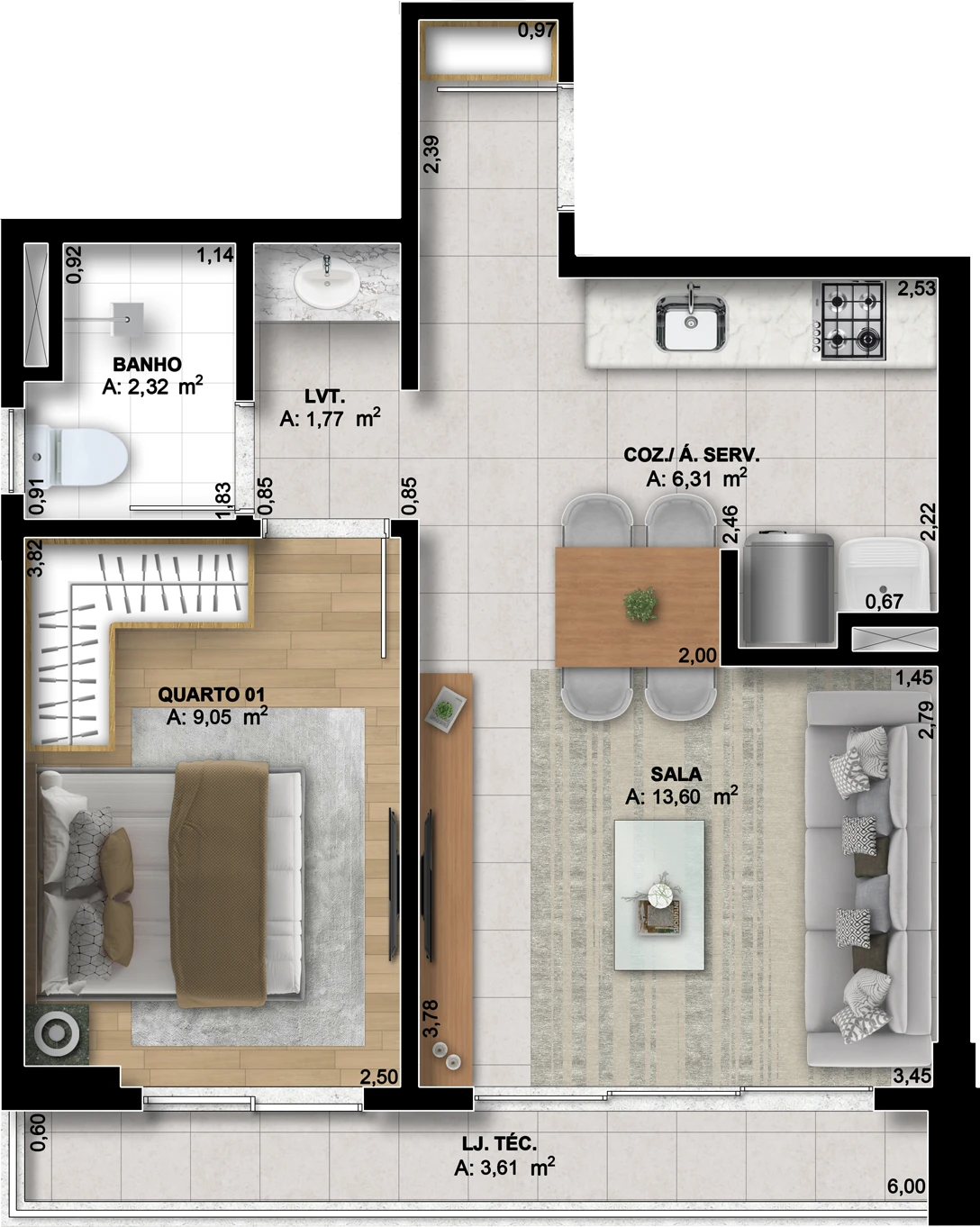 Planta finais 01 e 05 do empreendimento  140 Wellness Marista da Sim Incorporadora em em Goiânia